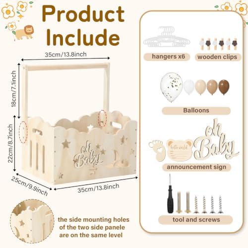 Yiyiring Brown, Wooden Baby Shower Crate Closet,Hollow - 2