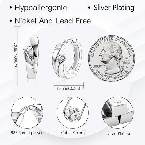 ALEXCRAFT 14K Goldplated Hoop Earrings for Women, Hypoallergen Small Tiny 925 Sterling Silver Sleeper Cartilage Twist Huggie Hoop Earrings With Ball Zirconia Shiny Simple Elegant Jewelry for Women2