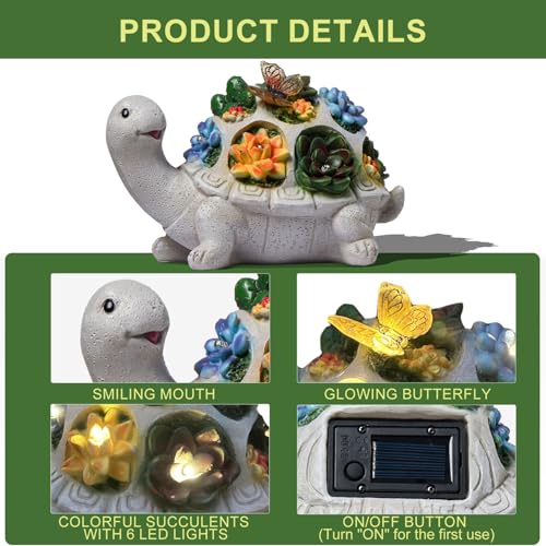 YODY-Solar-Garden-Statues-Outdoor-Decor-Yard-Decorations-for-Outside-Clearance-Lawn-Ornaments-Patio-Balcony-Turtle-with-7-LED-Lights-Unique-Birthday-House-Warming-Gifts-for-Women-Mom-Grandma