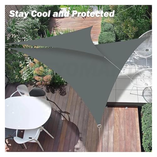 Voile d'ombrage triangle à angle droit imperméable gris 500cm avec fixations - 6