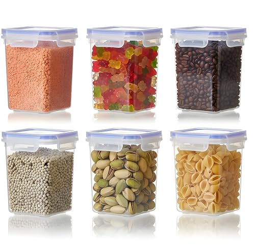 Image of Transparent Airtight Plastic Container Set for Kitchen Storage | Boxes & Dabba with 4-Side Clip & Lock Lid | for Spices, Snacks, Pasta, Fryms, Tea, Coffee & Pantry Organization (1000ML)