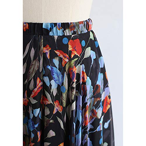 CHICWISH Women's Floral Watercolor Flower Maxi Floral Chiffon Slip Skirt4
