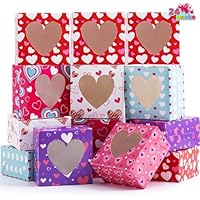 JOYIN 24 Pcs Valentine’s Day Bakery Treat Boxes,Valentines Cupcake Boxes,Cookie Cardboard Boxes with with Heart PVC Window for Holiday Pastries,Wedding Doughnut
