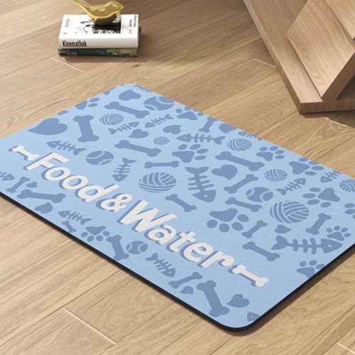 Image of Pet Feeding Mat-Absorbent Dog Mat for Food and Water Bowl-No Stains Quick Dry Water Dispenser Mat-Dog Accessories Pet Supplies-Bowl for Messy Drinkers（Bone,12 inchx19 inch