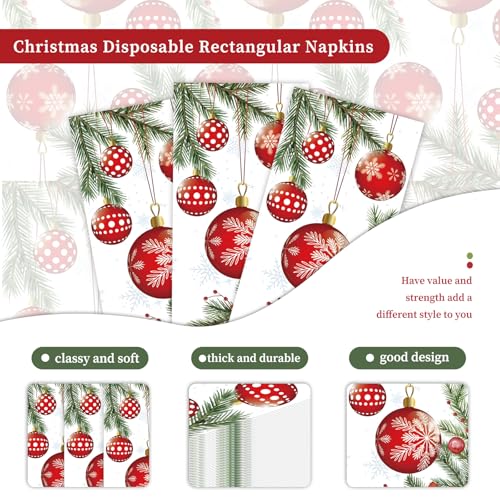 Christmas Paper Napkins Disposable 100pcs,Bell Pattern Dinner Napkins for Holiday Table Decor - Large 7.9x4.3 Inch Christmas Dinner Napkins for Parties and Kitchen Use – Image 3