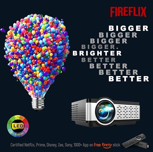 Image of E GATE Zen 4X Brighter Projector + (Certified Netflix, Prime, Hotstar & More) | 400 ISO & 840fc Mega Brightness | FHD 1080p Native | VGA, HDMI, USB, Bluetooth