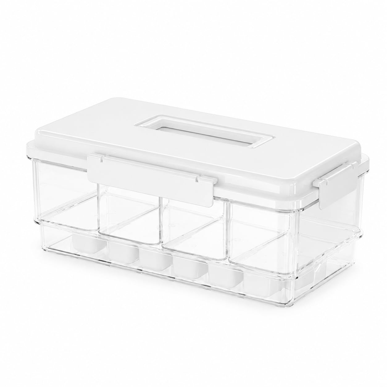 Contenitore a 4 Scomparti, Bianco