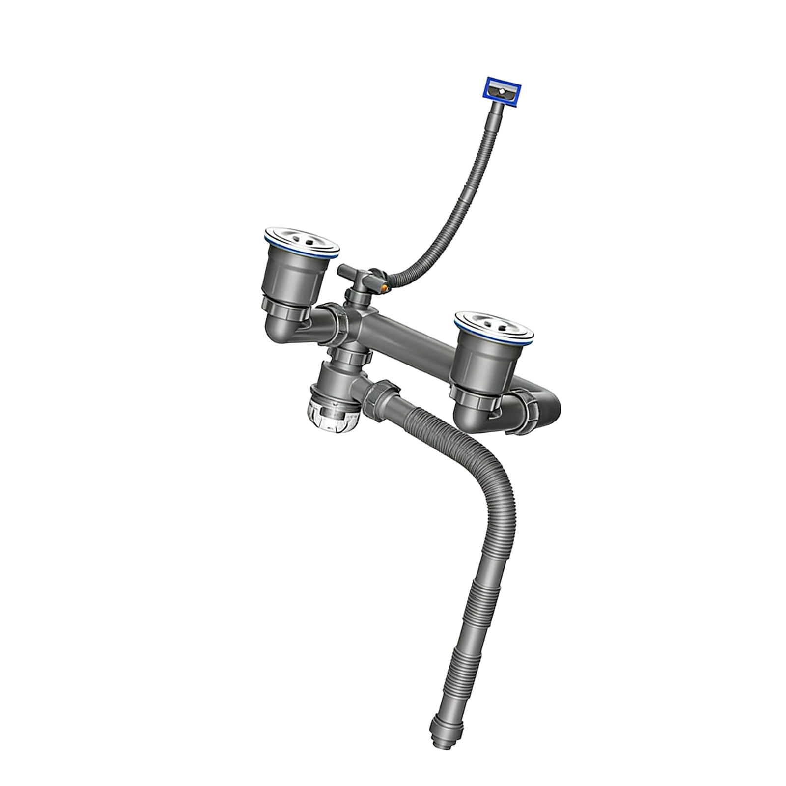 PP & Steel Kitchen Drain Pipe with Erosion Resistance & Fast Drainages Kitchen Sink Drainages Systems for Household Modifiable Sink Drain Pipe