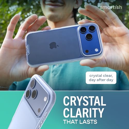 Image of Smartish iPhone 17 Pro Max Clear Case - Gripmunk [Lightweight + Protective] Anti-Yellowing Slim Case - Drop Tested Ultra Thin Grip Cover for Apple iPhone 17 Pro Max - Clearly Clear