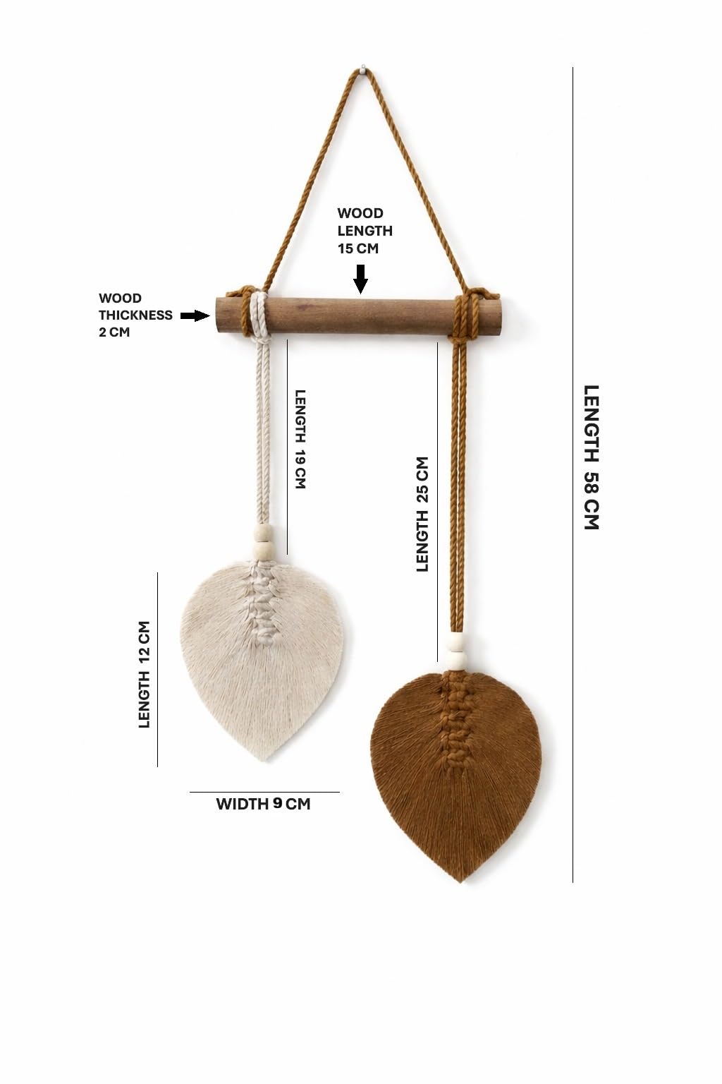Boho Macrame Wall Hanging - Leaf Decor -2 Boho Macrame Wall Hanging - Leaf Decor -2