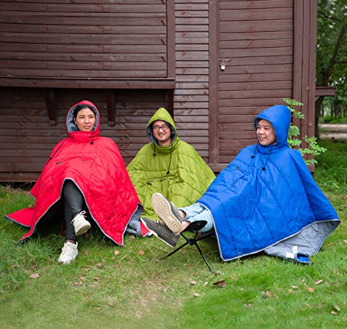 Casaco poncho de inverno com capuz para uso ao ar livre para acampamento quente pequeno cobertor col