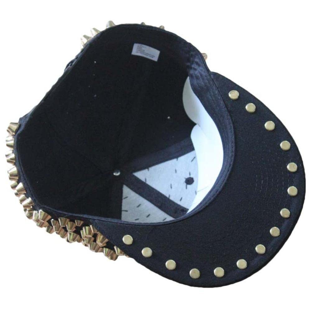 Czapka Z Daszkiem Czapka Z Daszkiem Sun Hat Czapka Turystyczna Punk Big Rivets Hip-Hop Hiphop Hip-Hop Caps Czapki Kapelusze Płaskie Kapelusze Brim-Czarny Silver Rivet 1 Kolor