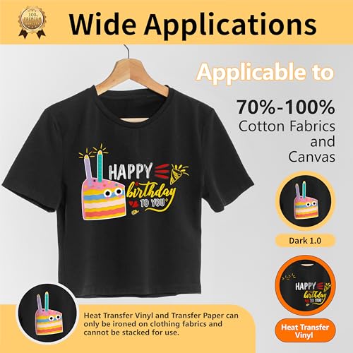 Image of TransOurDream Tru-Iron on Heat Transfer Paper for Dark Fabric (70 Sheets, 8.5x11 inch) Printable Iron on Transfers Paper for Inkjet Printer & Heat Transfer Vinyl for T Shirts (7 Sheets, 8.5x11 inch)