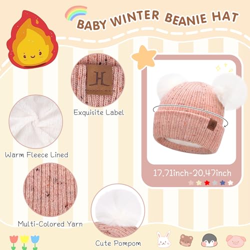 FZ FANTASTIC ZONE Toddler Kids Winter Hat Beanie Pompom Warm Fleece Baby Hats 0-6 12 Months 1 2 3 4 Year Old Girls Boys Gifts2