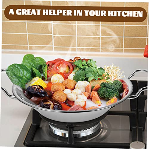 Wok de acero inoxidable con doble asa, horno redondo miniatura 3