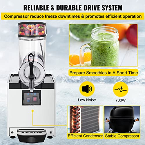 VEVOR Kommerzielle Slusheis Maschine 12 L, Slush Eismaschine 500 W, Slushgerät 595 x 300 x 700 mm, Edelstahl Slushie… – Bild 6