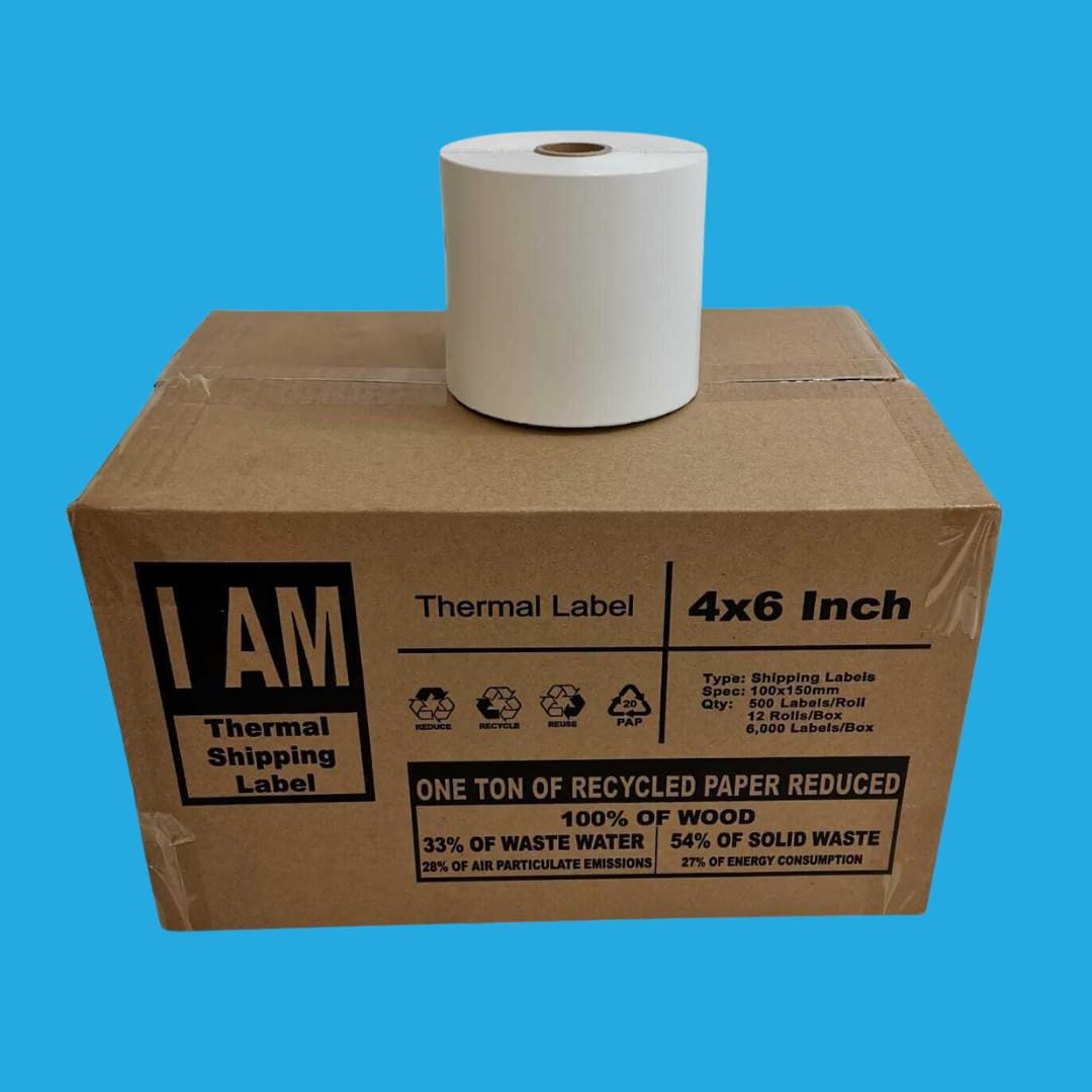 Boxes2u 4 x 6 Thermal Shipping Labels (100 x 150mm) | 500 Labels on a Roll with Perforations - Suitable for Zebra, TSC, Citizen. Direct Thermal Labels, GK420d (24 Rolls (2 Cases))