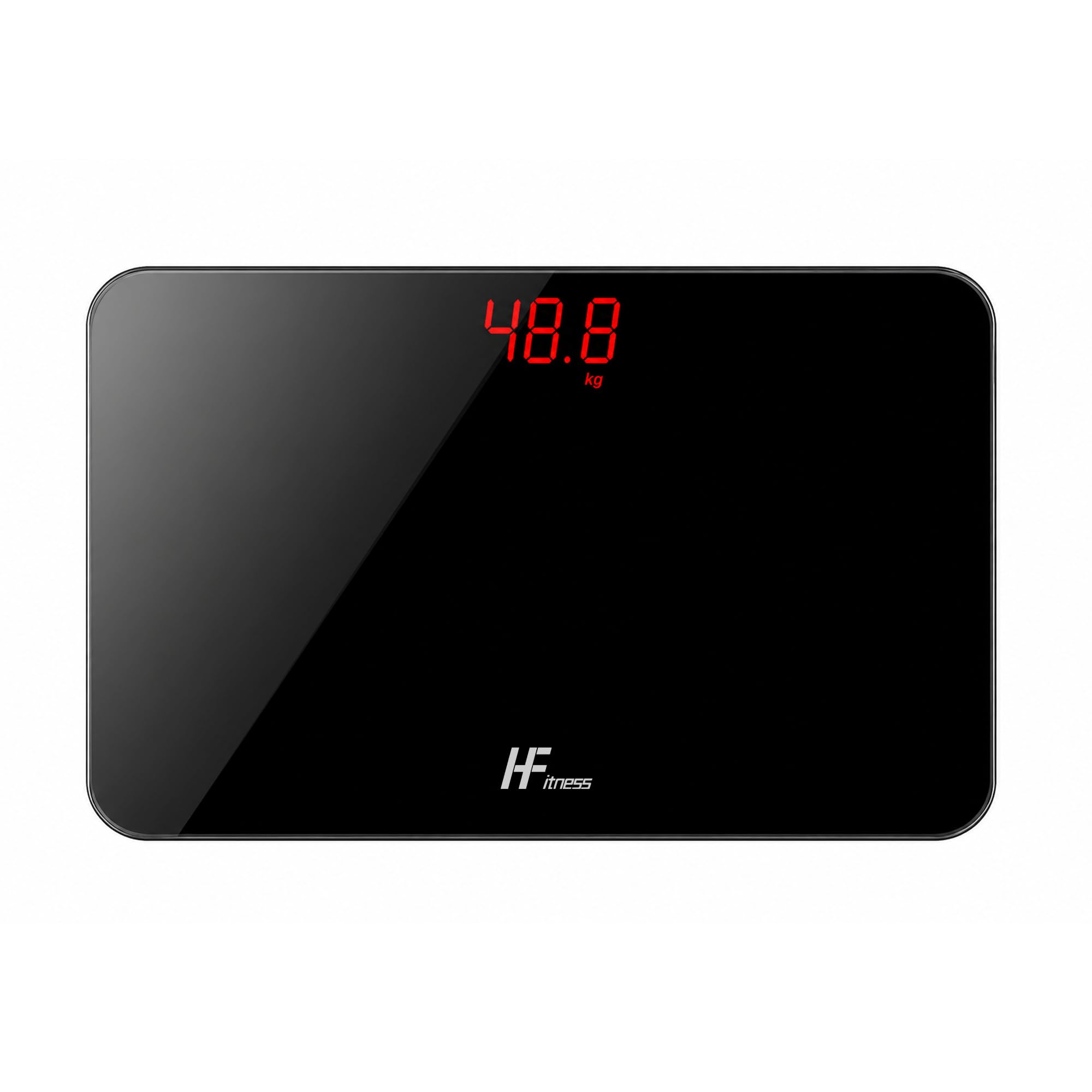 HomeFashion HFitness Reisewaage für Körpergewicht Kompakte Digitale Personenwaage mit Rotem LED-Display Hohe Präzision 180 kg Tragkraft 28 x 18 cm Schwarz
