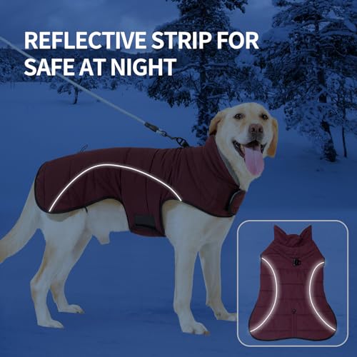 LIANZIMAU Hundejacke Wasserdichter Hundemantel Reflektierende Jacke für kaltes Wetter mit weichem Fleecefutter Warmer Mantel