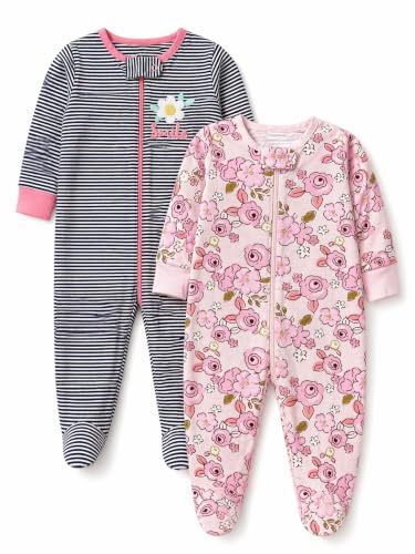 Image of TuddyBuddy Baby Girl's Cotton Printed Full Sleeves Sleepsuit /Footed Rompers for Baby Girl