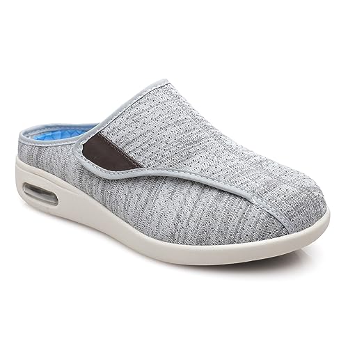 Sapatos femininos de largura extra larga para diabéticos, leve, respirável, ajustável, edema de idos