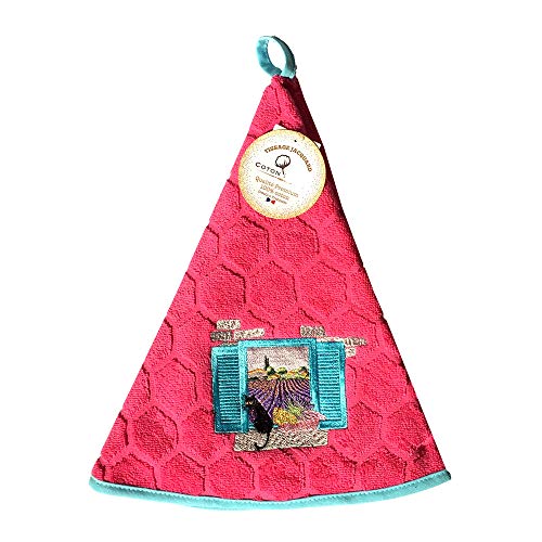 Essuie main rond en éponge Chat en Provence Rose Qualité Premium Cover