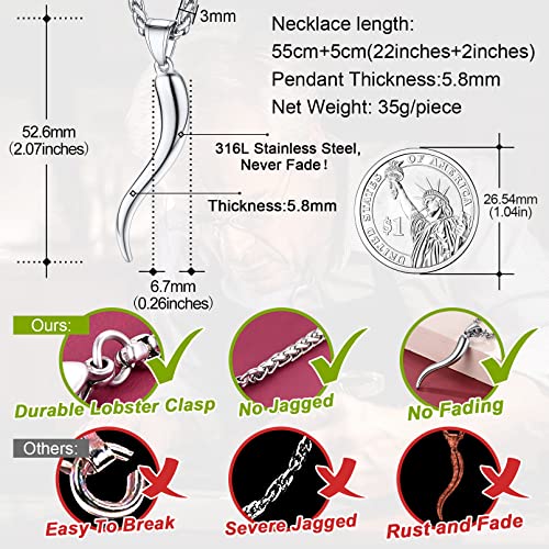 Faithheart Solid Italian Horn Pepper Pendant Necklace For Women Stainless Steel Cornicello Jewelry Teen Girls Protection Charms #TOP2