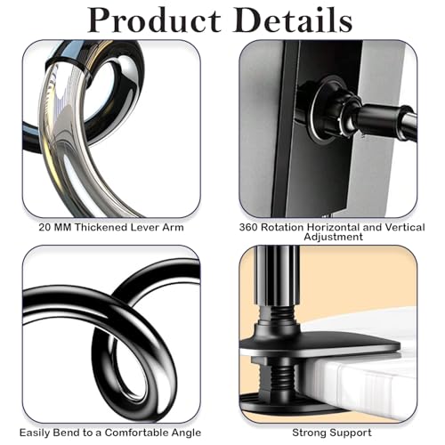 Image of MOMISY Mobile Phone Holder, 360 Adjustable Gooseneck Clamp Mount, Universal Phone Stand for Desk, Office, Home (Nut Black, 60 cm)