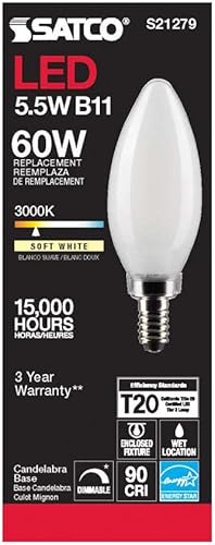 Miniatura 5 de Satco 6Pk 5.5w B11 LED 3000K Candelabro Base Helado Regulable - 60W Equiv