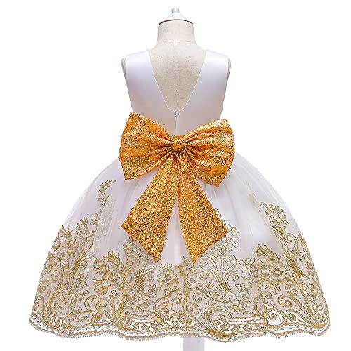 Embroidery Bowknot Birthday Girl Dress Junior Flower Girl Dresses Formal Pagent Party Gowns3