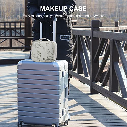 Voilamart Makeup Cosmetic Bag,White Marble Cosmetic Case Organizers,Travel Makeup Train Case, Waterproof And Adjustable Dividers For Cosmetics,Makeup Brushes(9.8X8.86X3.7 Inches) #TOP5