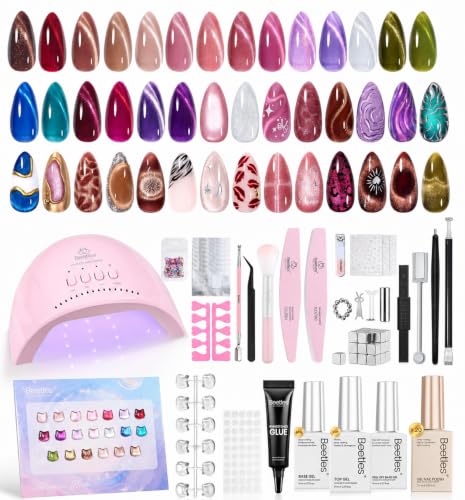 Beetles 96 Pcs Gel Nail Polish Kit with U V Light &amp; DIY Magnet Set 20 Color