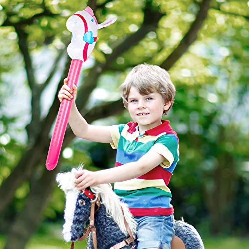 4 Pieces Inflatable Stick Horse Cowgirl Horse Head Stick Balloon For Theme Birthday Party Decoration Supply, 37 Inches, Pink #TOP4