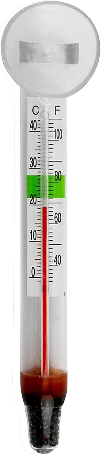 Glass Aquarium Thermometer with Safe Zone Section and Suction Cup – for Tropical Freshwater and Marine Saltwater Aquariums