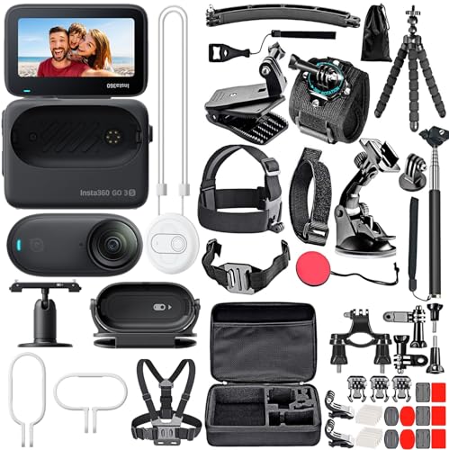 Bundle It Better Insta360 GO 3S – Cámara 4K de 128 GB Negra + Set de Montaje de Acción Insta360 GO 3S + Kit de Accesorios 50 en 1 + Estuche de Viaje