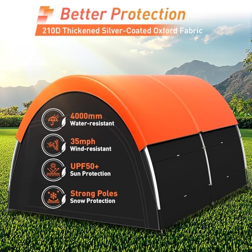 Image of Upgraded Bike Tent with Rain Cover, Portable Outdoor Storage Shed for 8-10 Bikes, 210D Oxford Fabric PU4000 Waterproof, Bike Shed /Bike Cover for Motorcycles, Garden Tools, Lawn Mower