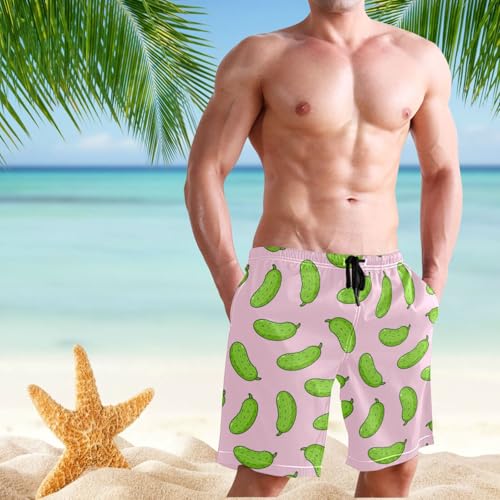 Eionryn Men's Swim Trunks Cute Cucumber Pickle Beach Shorts Quick Dry Swim Board shorts Bathing Suits S3