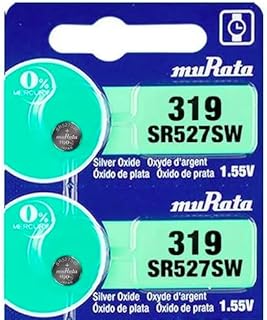Murata 319 SR527SW Battery 1.55V Silver Oxide Watch Button Cell - Replaces Sony 319 (2 Batteries)