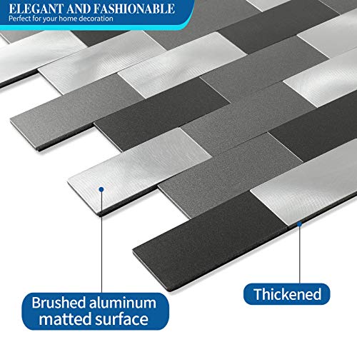 5 - Sheet Peel And Stick Metal Backsplash, Stick On Tiles Stainless Steel Backsplash Peel And Stick For Kitchen, Bathroom, Fireplace (12''X12'', Black) #TOP3