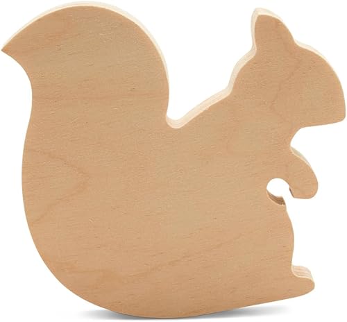 Recorte de madera de ardilla gruesa para manualidades de 4 pulgadas, paquete de 2, manualidades de animales de madera para decoración de bandejas