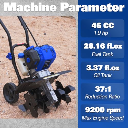 image for BILT HARD 46cc 4-Cycle 1.9HP Gas Powered Tiller Cultivator - 16