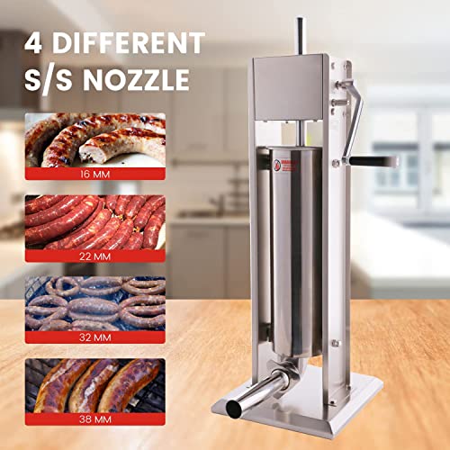 Hakka 15 Lb/7 L Sausage Stuffer 2 Speed Stainless Steel Vertical Sausage Maker #TOP3