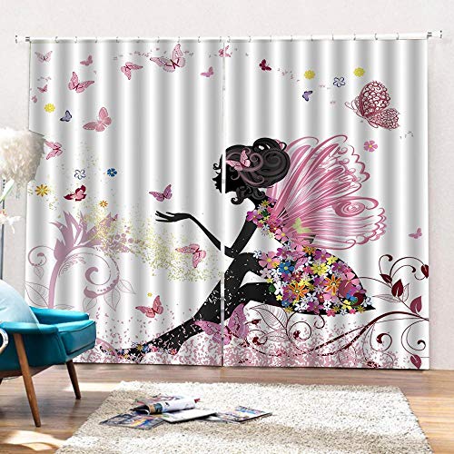 bdbdff Cortinas Opacas 3D Hada Mariposa,Adecuado para Dormitorio Sala De Estar Habitación...
