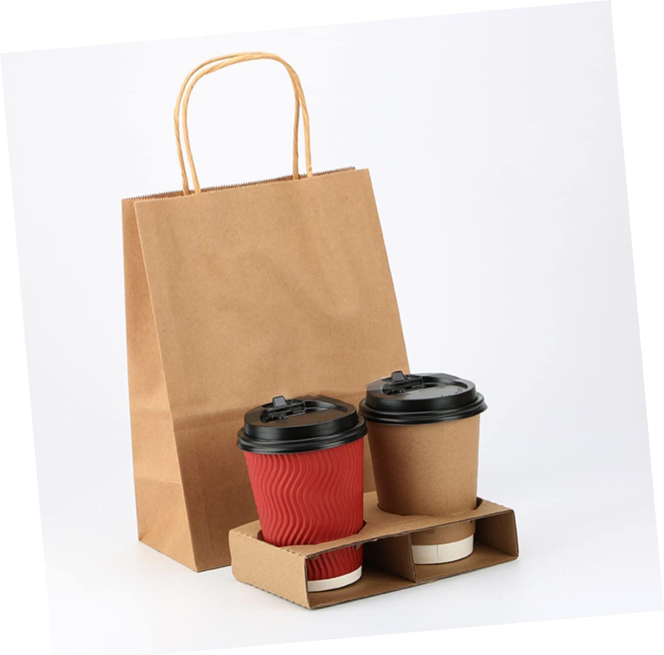 50pcs Corrugated Paper Drink Carrier Tray Cups Takeout Cup Holder for Juices for Food Trucks Cafes and Events