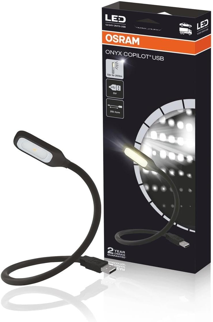 OSRAM Copilot, LED Reading Light Plug, Onyx-USB, Folding Carton (1 Unit), Black