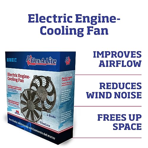 Flex-A-Lite Trimline Reversible Electric Fan, Pusher-Puller Fan (114), Car Accessories, 14 Inches, Black #TOP2