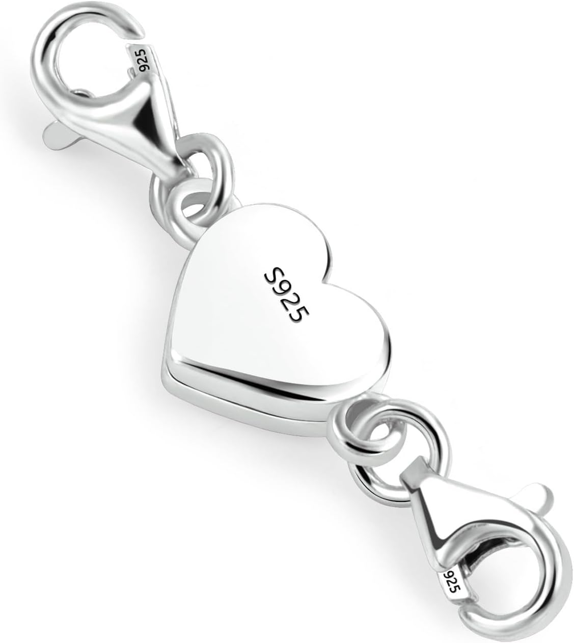 925 Sterling Silver Heart Magnetic Jewelry Clasps Magnetic Necklace Clasps and Closures Sterling Silver Double Bracelet Necklace Lobster Clasp