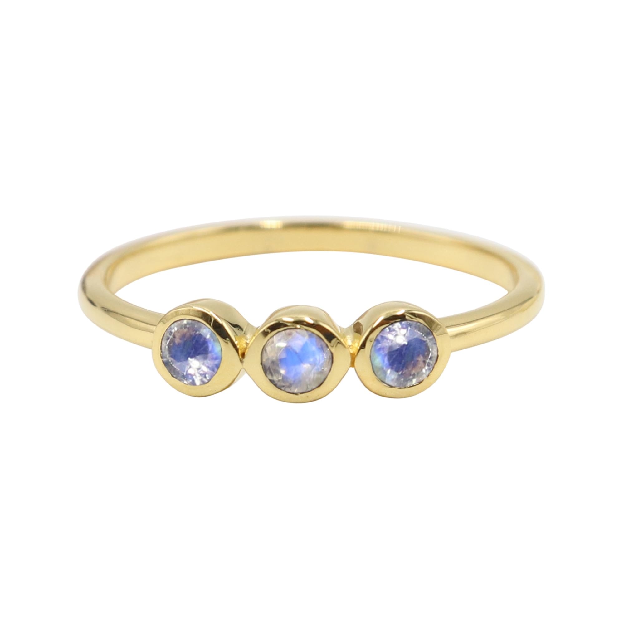 Bague pierre de lune 3 pierres en argent et or jaune pour alliance de mariage
