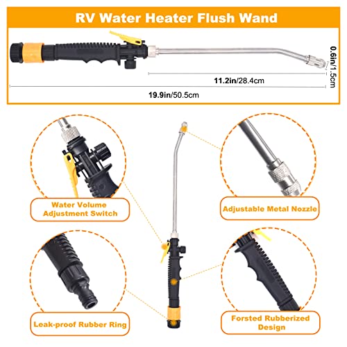Image of 5 Pack RV Water Heater Anode Rod & RV Water Heater Tank Rinser - 9.25 inch L x 3 /4 inch NPT Thread Magnesium Rod and Metal Tube Water Tank Flusher, Replacement Part for Suburban Water Heater 232767