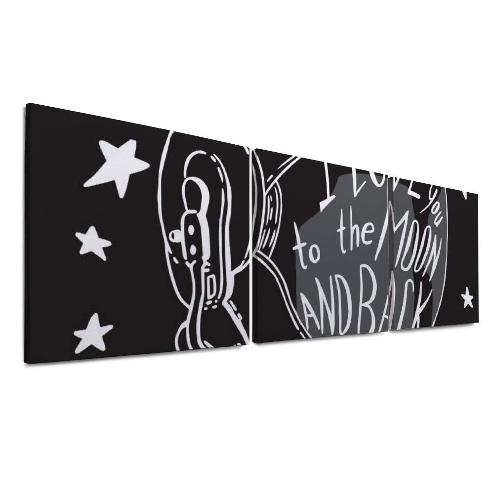 YATELI Wall Decor Stretched and Framed Canvas Prints Giclee Frames for Living Room Modern Bathroom Moon Star Helmet 3 Panels